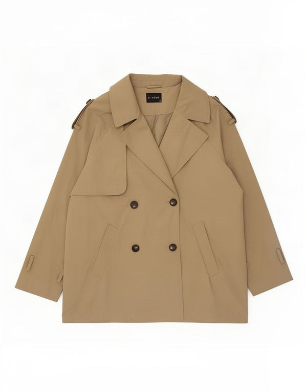 Et Vous Womens Short Trench Coat UK 20 2XL Khaki Polyester