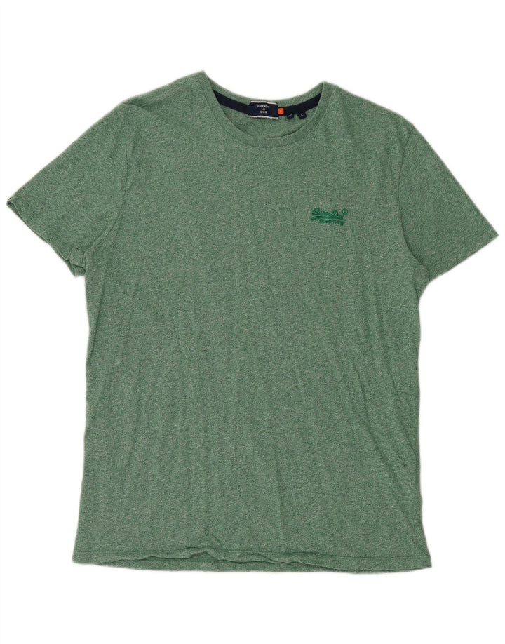 Superdry T-shirt top til mænd, stor grøn flækket bomuld