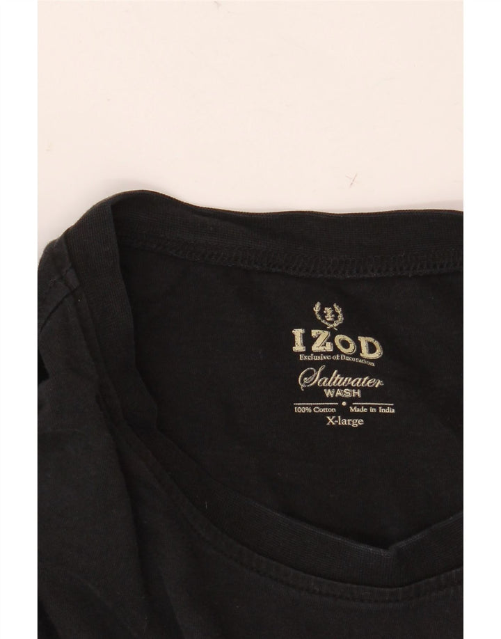 Izod Herre T-Shirt Top XL Sort Bomuld