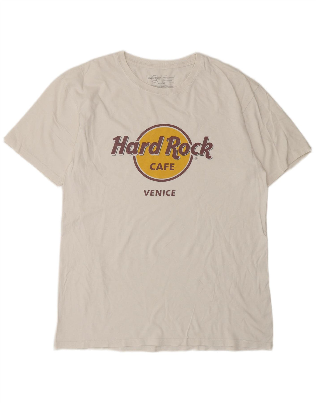 HARD ROCK CAFE Herre Venedig Grafisk T-Shirt Top Stor Hvid Bomuld