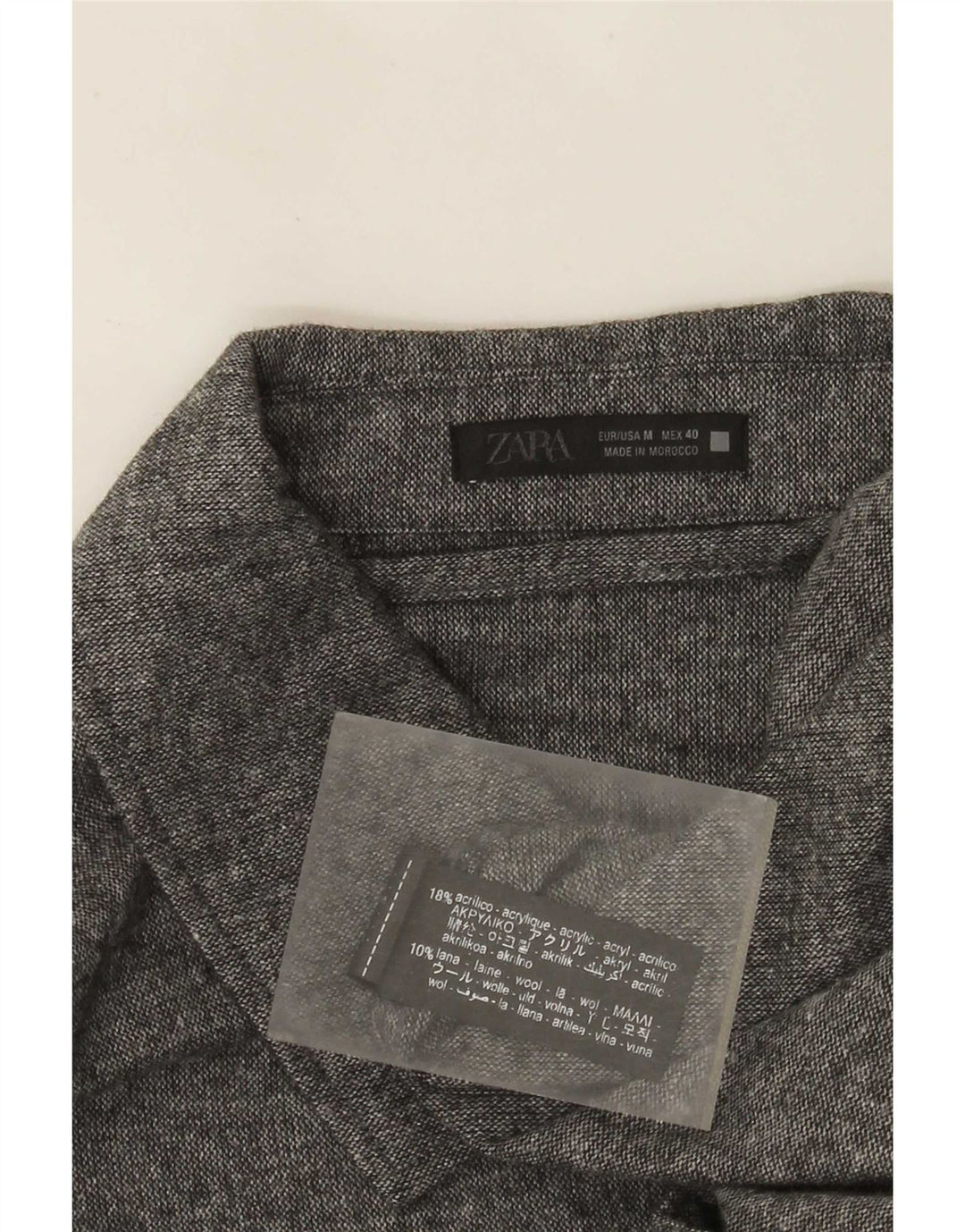 Zara Herre Overshirt Skjorte Medium Grå Akryl