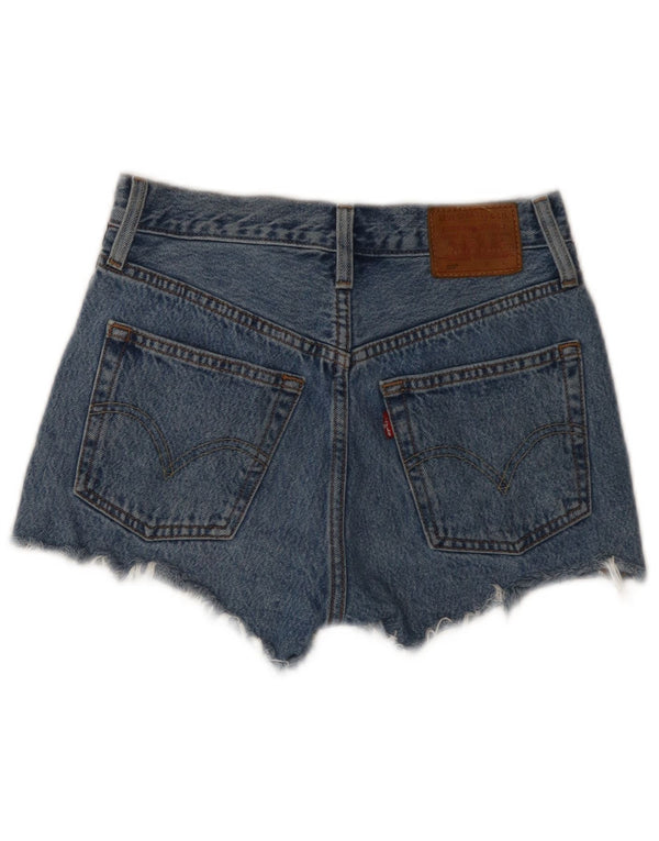 Levi's Womens 501 grafiske denimshorts W23 2XS blå farveblok bomuld
