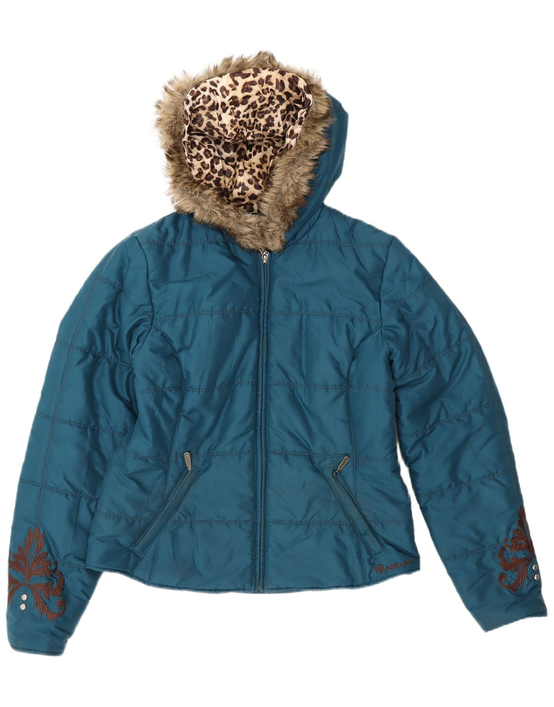 Ariat Polstret hættejakke til kvinder UK 14 Medium Blue Polyester