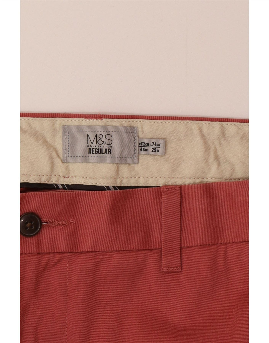 Marks & Spencer Herre Regular Chino Bukser W44 L29 Pink Bomuld