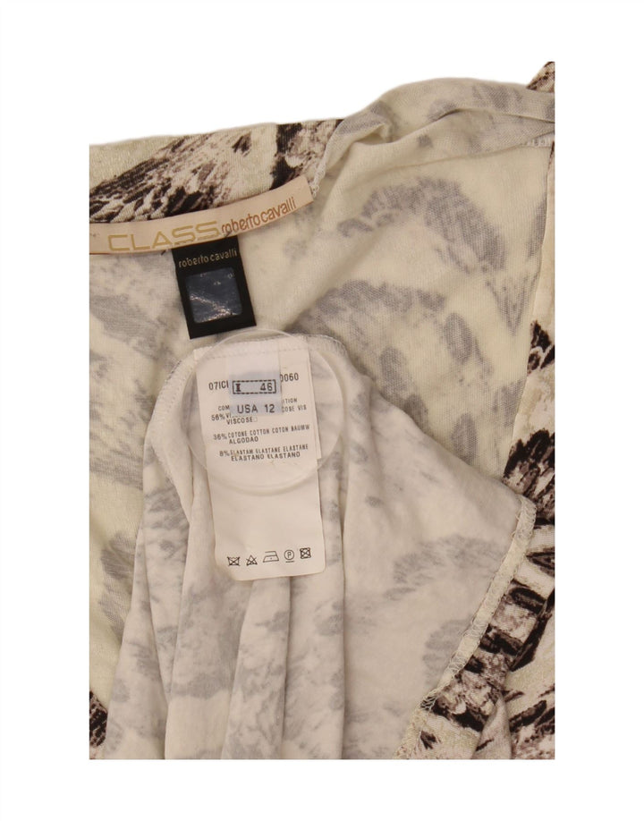 Roberto Cavalli Kvinder Abstrakt Mønster A-Line Kjole IT 46 Large Off White