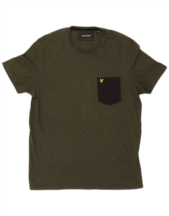 LYLE & SCOTT Herre T-shirt Top Stor Khaki Colourblock Bomuld