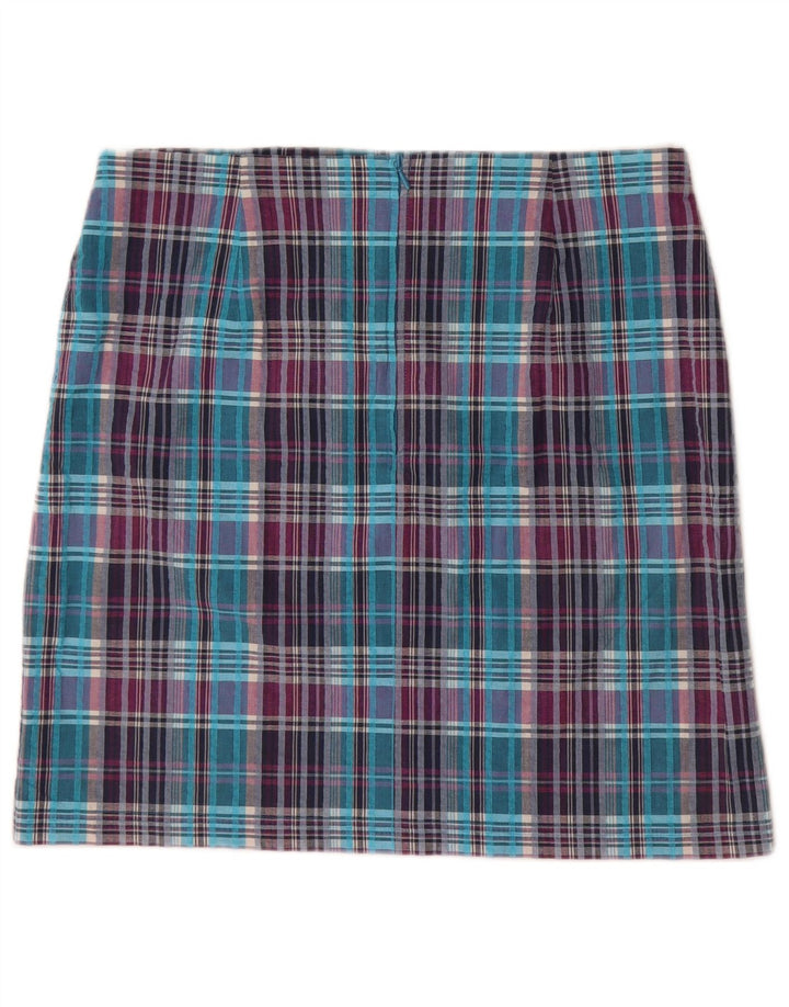 Marks & Spencer Mini-nederdel til kvinder UK 18 XL W38 blå ternet bomuld