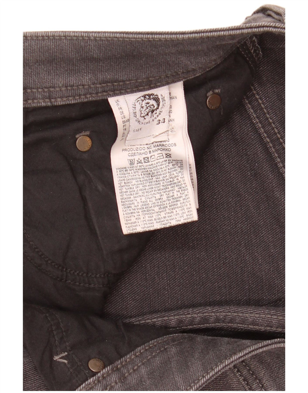 Diesel Slim Jeans til mænd W34 L30 Grå bomuld