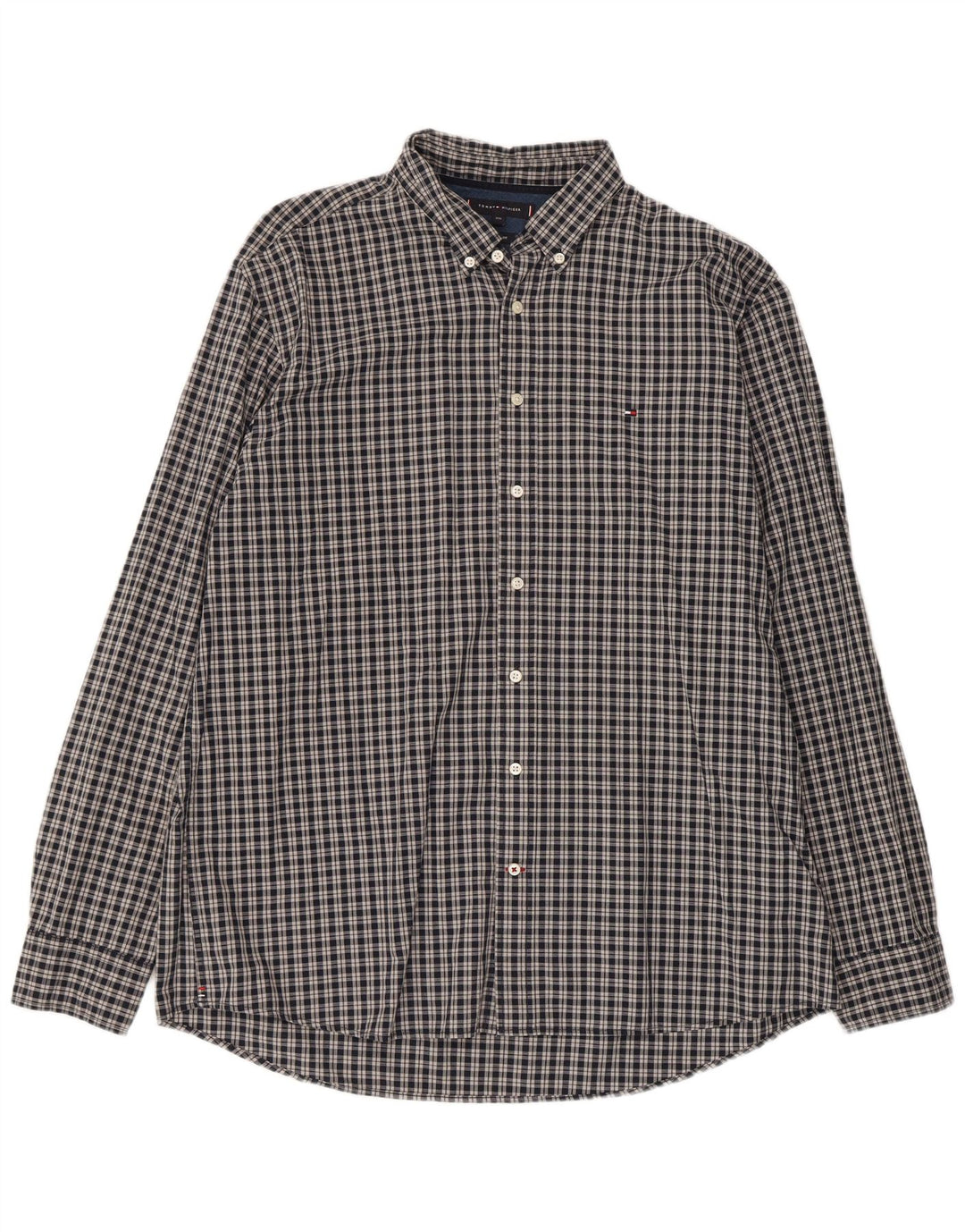 Tommy Hilfiger Herre Regular Fit skjorte 2XL Grå ternet bomuld