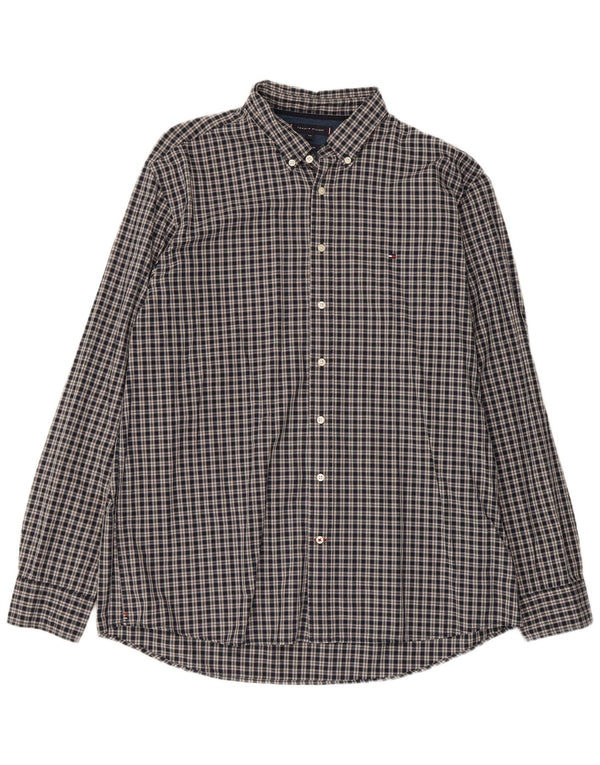 Tommy Hilfiger Herre Regular Fit skjorte 2XL Grå ternet bomuld