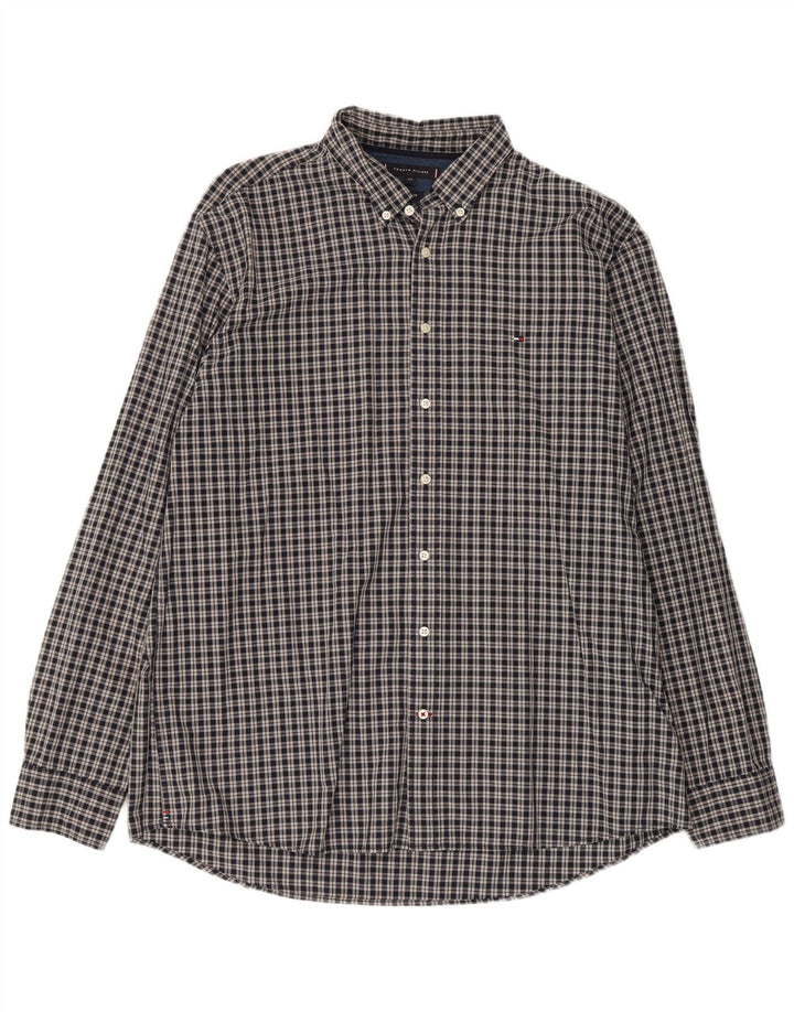 Tommy Hilfiger Herre Regular Fit skjorte 2XL Grå ternet bomuld