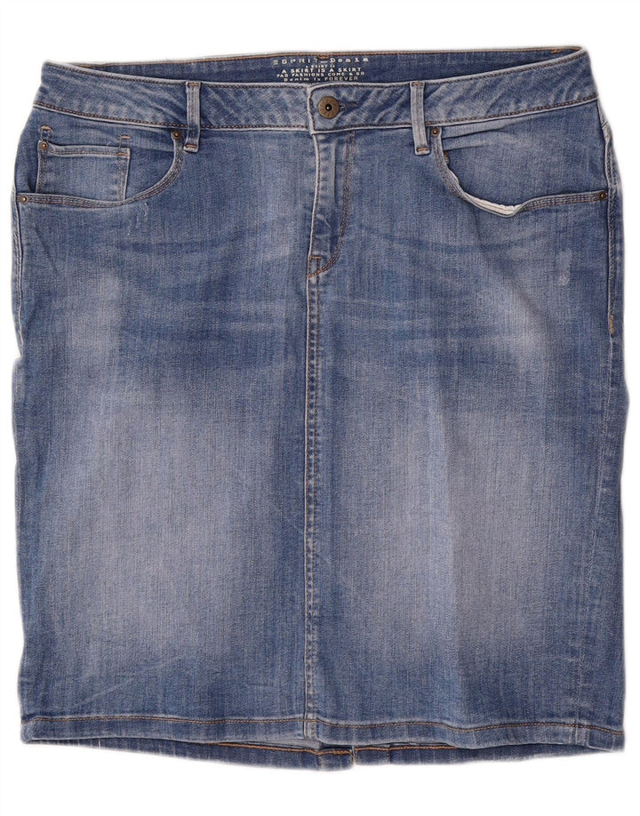 Esprit Dame Denim Nederdel W34 Stor Blå Bomuld
