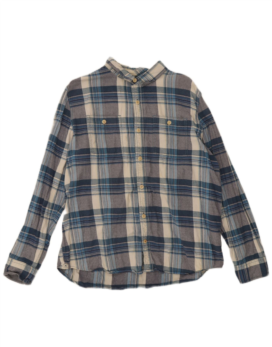 Fat Face Herre Flanellskjorte XL Blå Plaid Bomuld