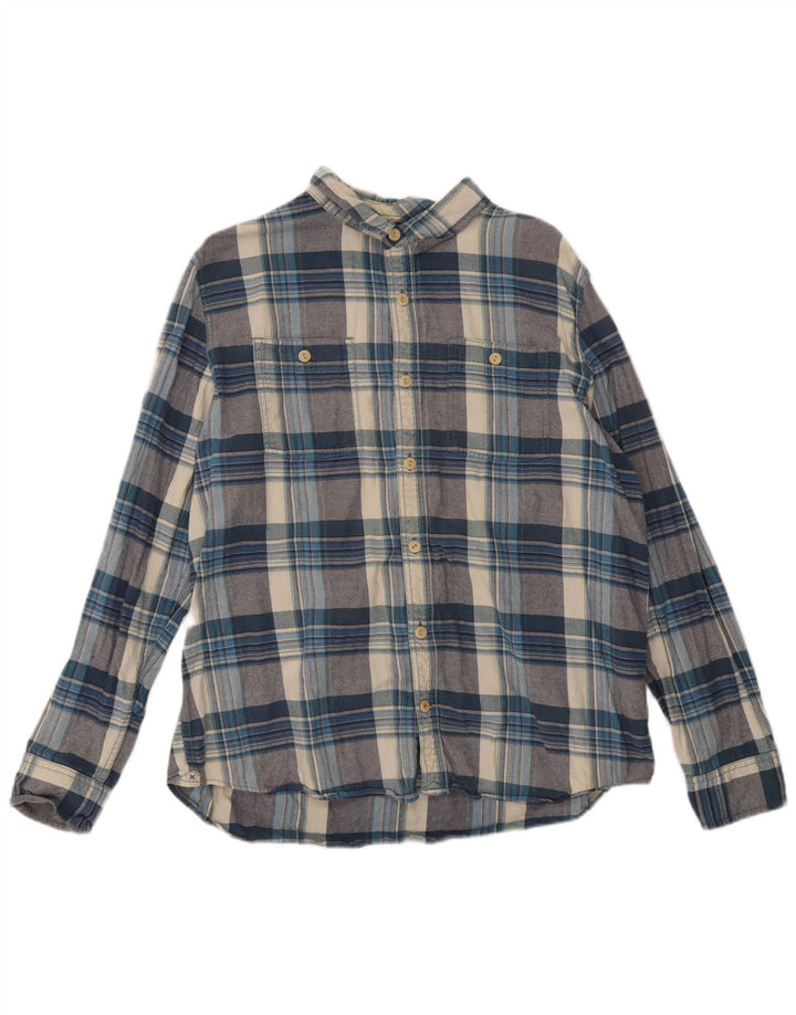 Fat Face Herre Flanellskjorte XL Blå Plaid Bomuld