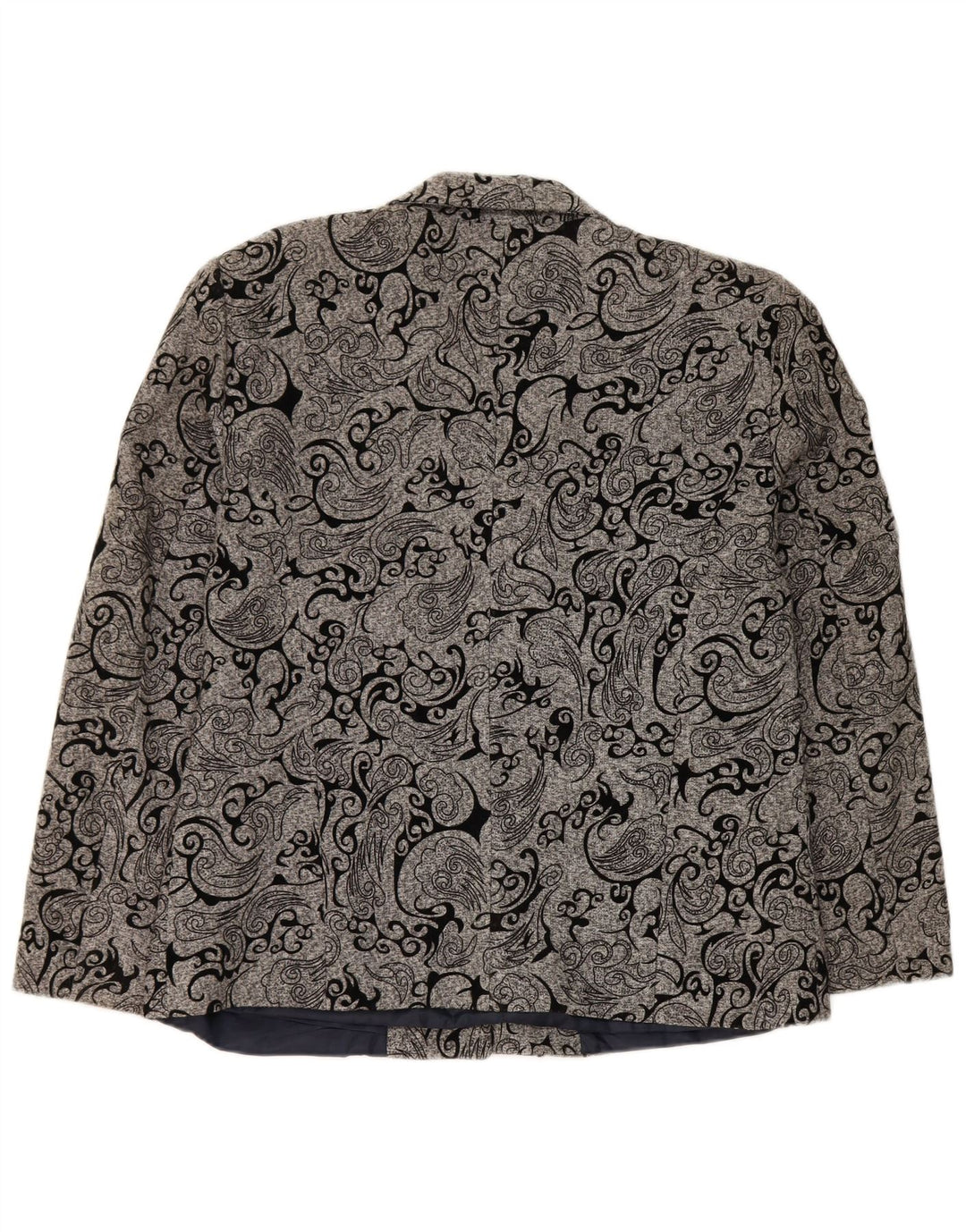 Vintage dame 3-knaps blazerjakke IT 48 XL Grå Paisley