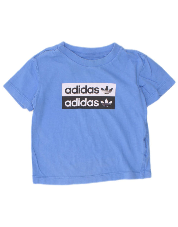 Adidas Baby Boys Grafisk T-Shirt Top 9-12 måneder Blå Bomuld