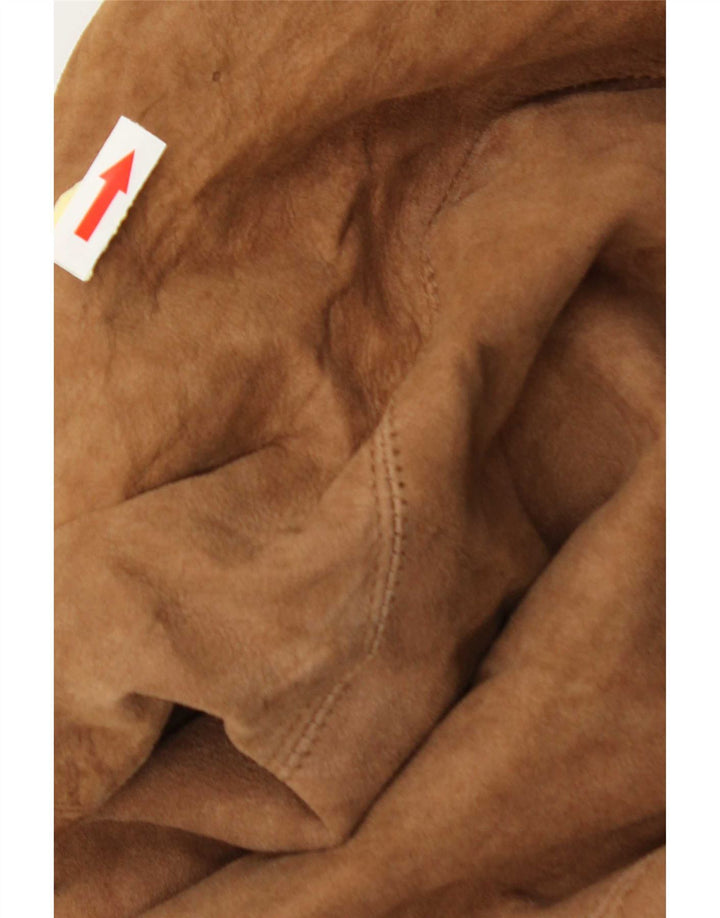 Vintage Herre Shearling Jacket UK 38 Medium Brown Læder