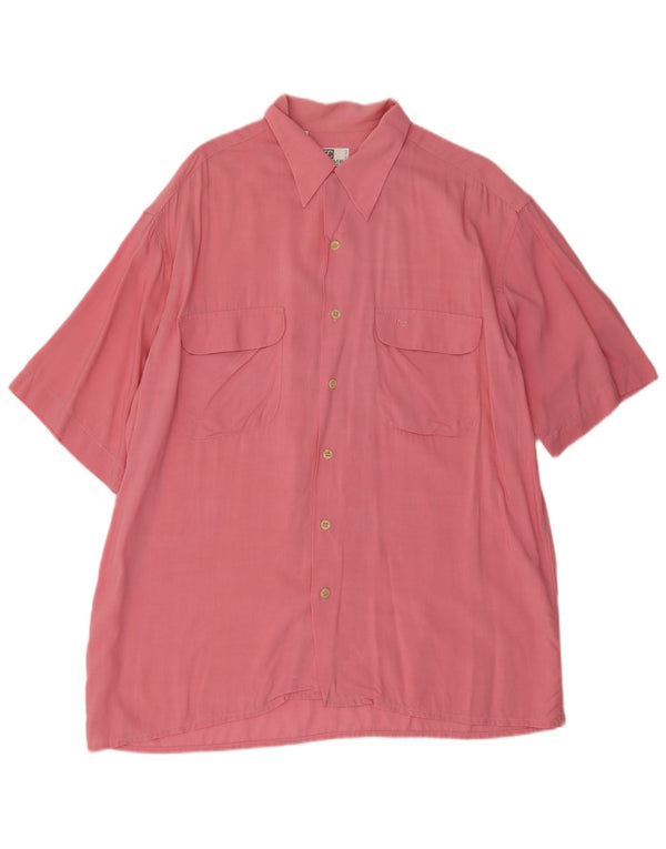 Enrico Coveri Kortærmet Herreskjorte Stor Pink Viscose