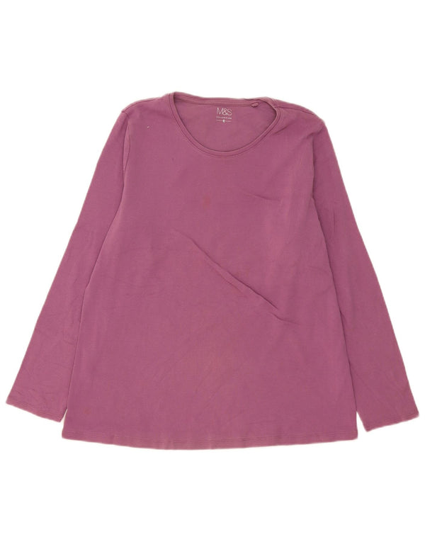 Marks & Spencer Dame Top Langærmet UK 20 2XL Pink Bomuld