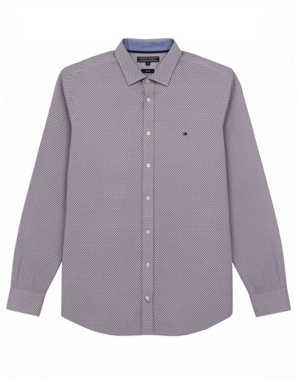 Tommy Hilfiger Herre Slim Fit skjorte Medium Blue Geometrisk Bomuld