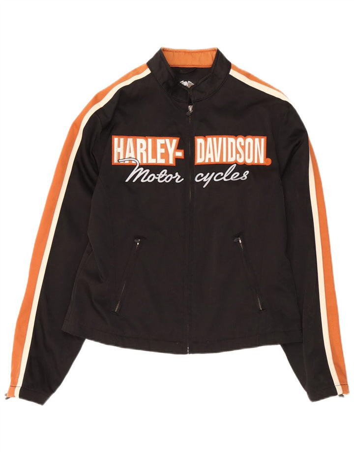 Harley Davidson Dame træningsdragt Topjakke UK 14 Medium Sort Colourblock