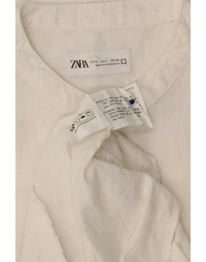 Zara Herre Pullover Shirt Stor hvid hør