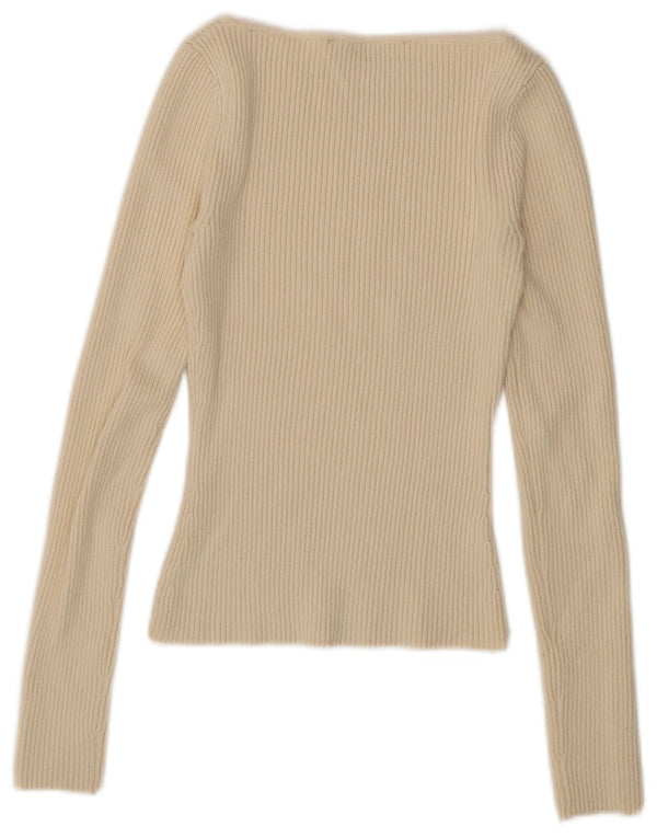 Zara Womens Crop Top Langærmet UK 8 Small Beige