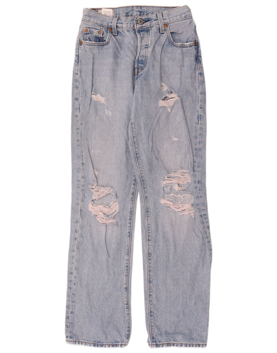 Levi's Womens 501 Distressed Straight Jeans W23 L30 Blå Bomuld