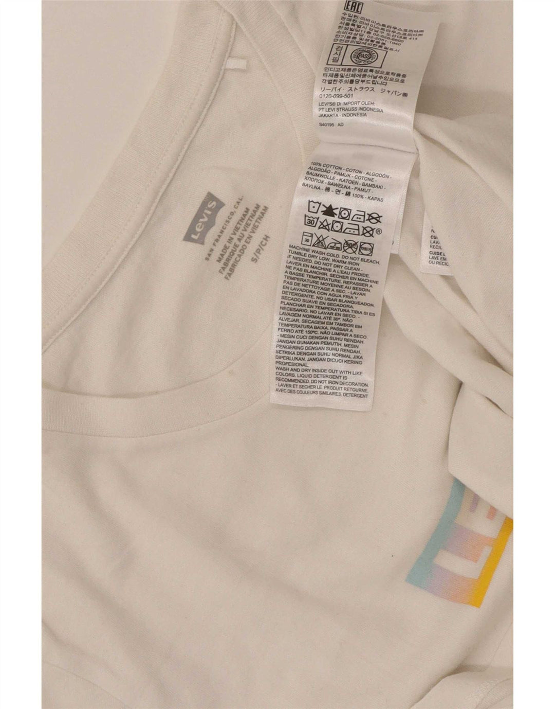 Levi's Grafisk T-shirt top til kvinder UK 8 Lille hvid bomuld