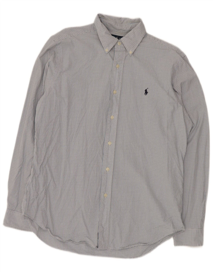 RALPH LAUREN Herreskjorte str. 15 1/2 Medium Blue Gingham Cotton