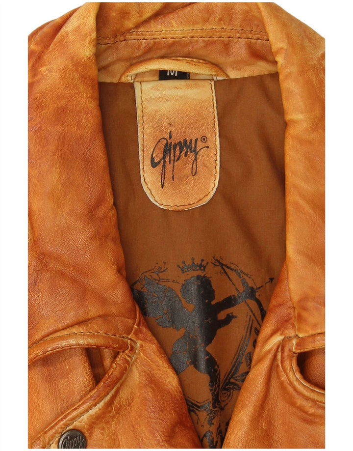 Gipsy Womens Læder Biker Jacket UK 14 Medium Brown Læder