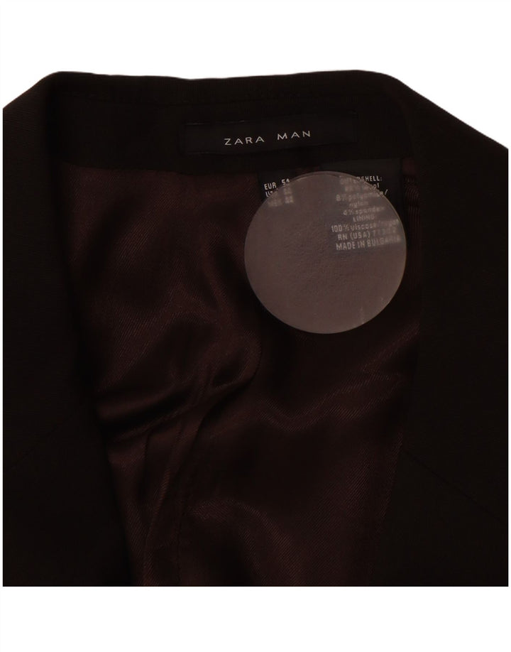 ZARA Herre 2-knaps blazerjakke EU 54 XL Brun Uld