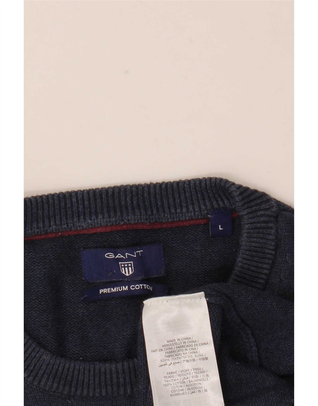 Gant herre rund hals sweater stor marineblå bomuld