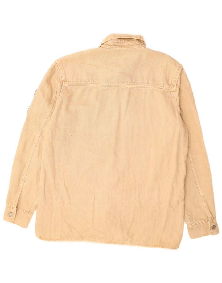 Zara Herre Relaxed Fit Denimskjorte Medium Beige Bomuld