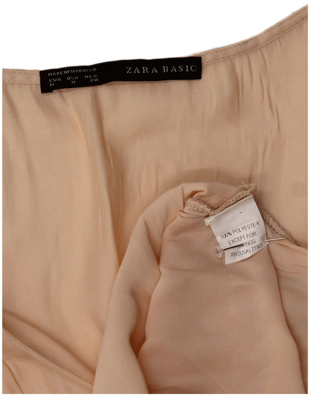 Zara Dame ærmeløs bluse Top UK 14 Medium Beige Polyester