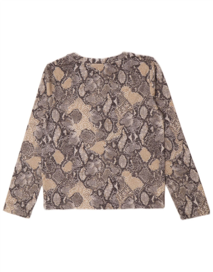 Marks & Spencer Dametop Langærmet UK 10 Small Grey Animal Print