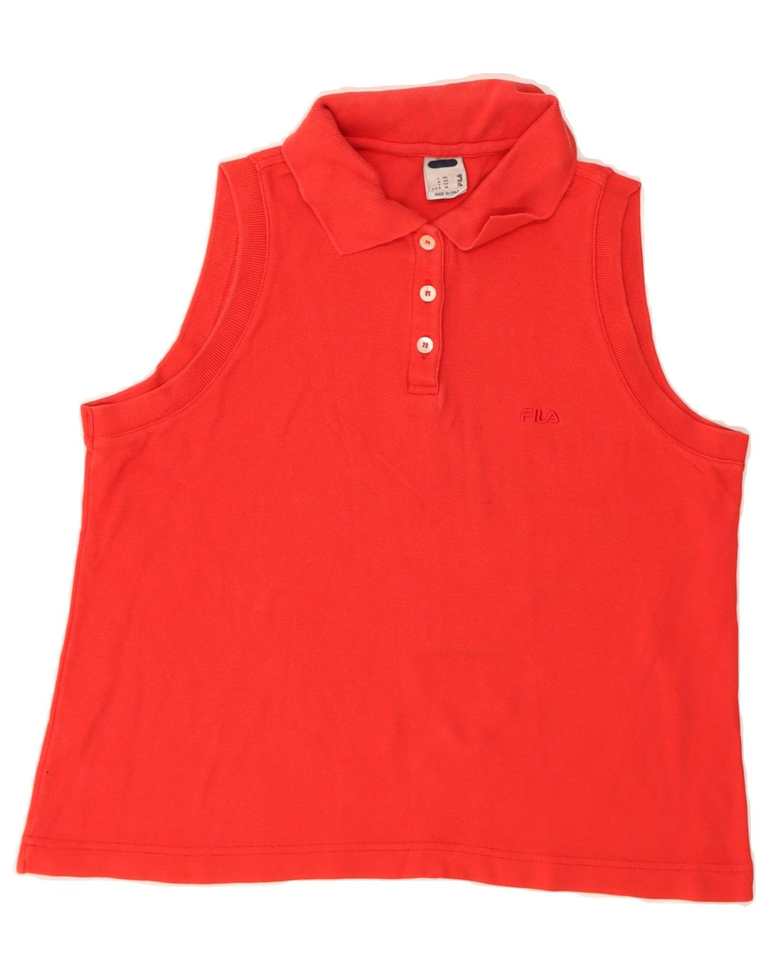 FILA Womens Sleeveless Polo Shirt US 10 Large Red Cotton Vintage Fila and Second-Hand Fila from Messina Hembry 