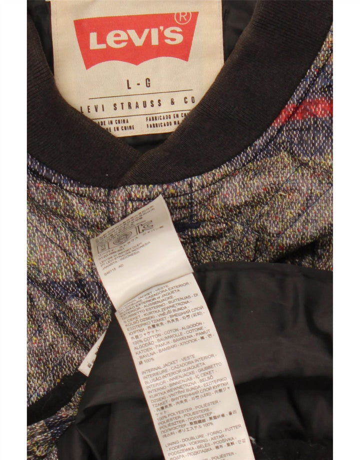 Levi's Herre quiltet jakke UK 40 Stor gråstribet bomuld