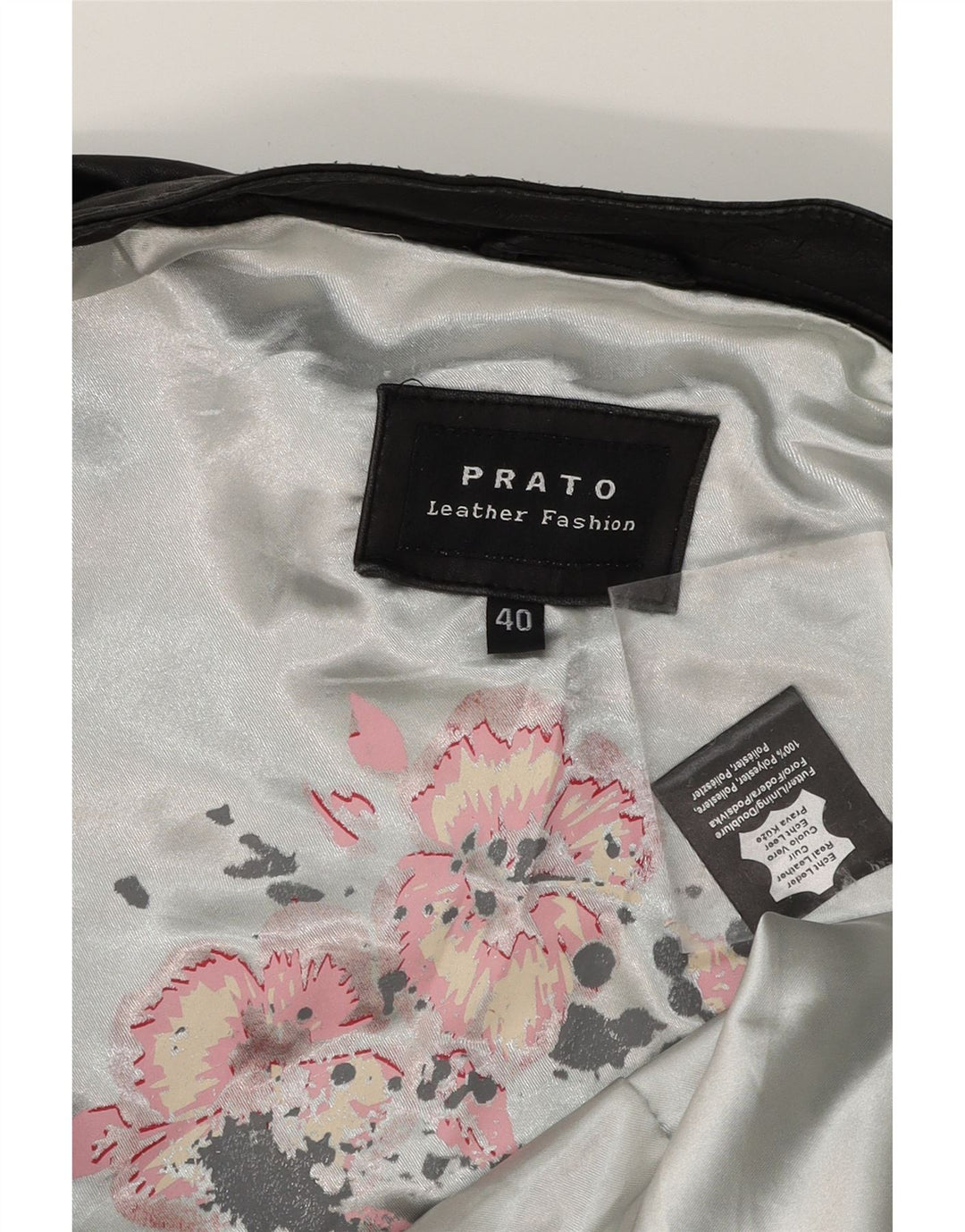 PRATO Womens Crop Leather Jacket EU 40 Medium Black Leather Vintage Prato and Second-Hand Prato from Messina Hembry 