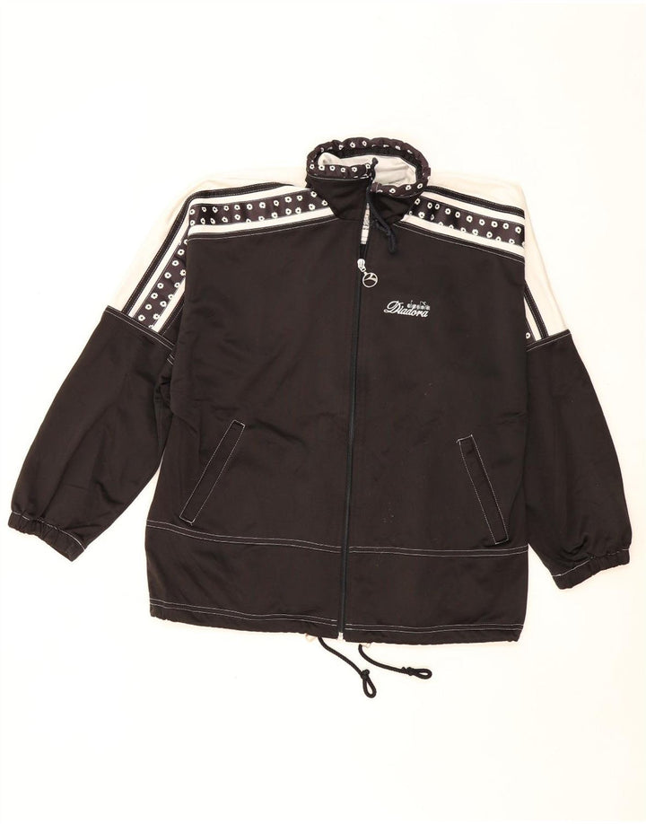 DIADORA Grafisk træningsdragt topjakke til kvinder UK 10 Small Black Colourblock