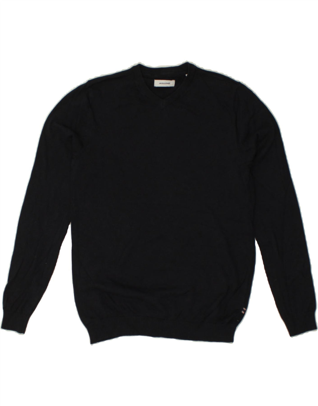 JACK & JONES Mens V-Neck Jumper Sweater Small Navy Blue Cotton | Vintage Jack & Jones | Thrift | Second-Hand Jack & Jones | Used Clothing | Messina Hembry 