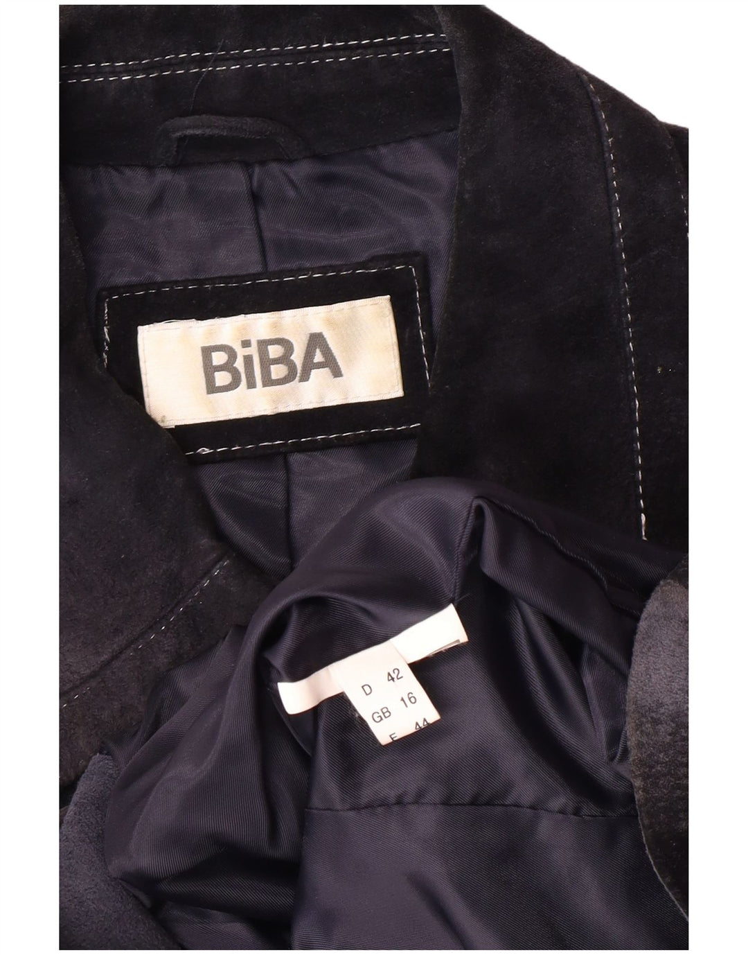 BIBA Dame Ruskindsjakke UK 16 Large Navy Blue