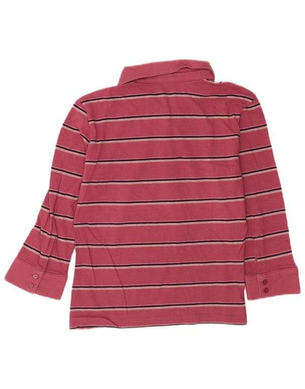 Nike dame poloshirt med 3/4 ærmer UK 16/18 XL Pink stribet bomuld