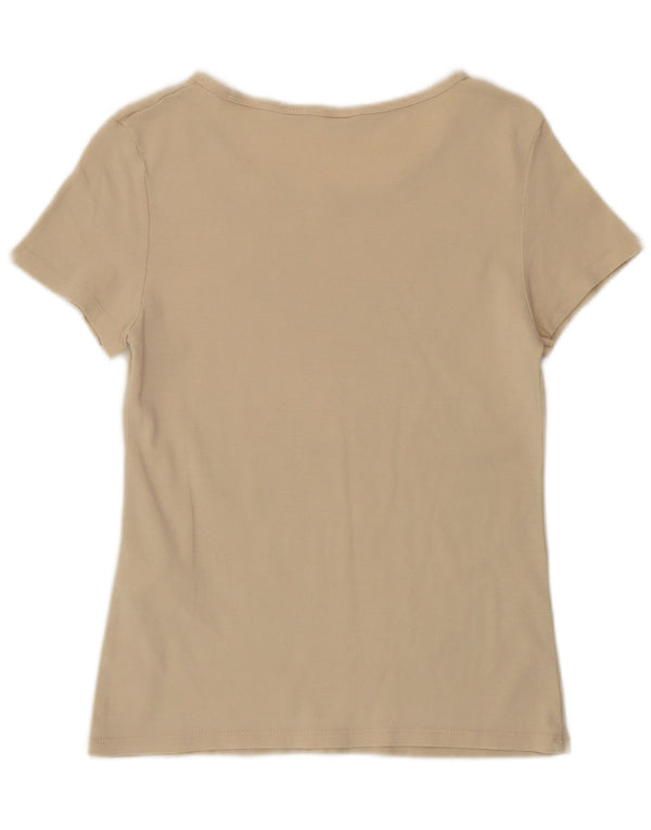 LEVI'S Womens Crop T-Shirt Top UK 12 Medium Beige Cotton