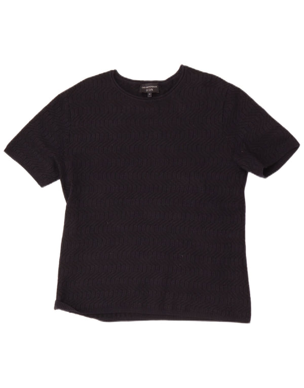 Emporio Armani Dame Boat Neck Jumper Sweater UK 14 Medium Navy Blue