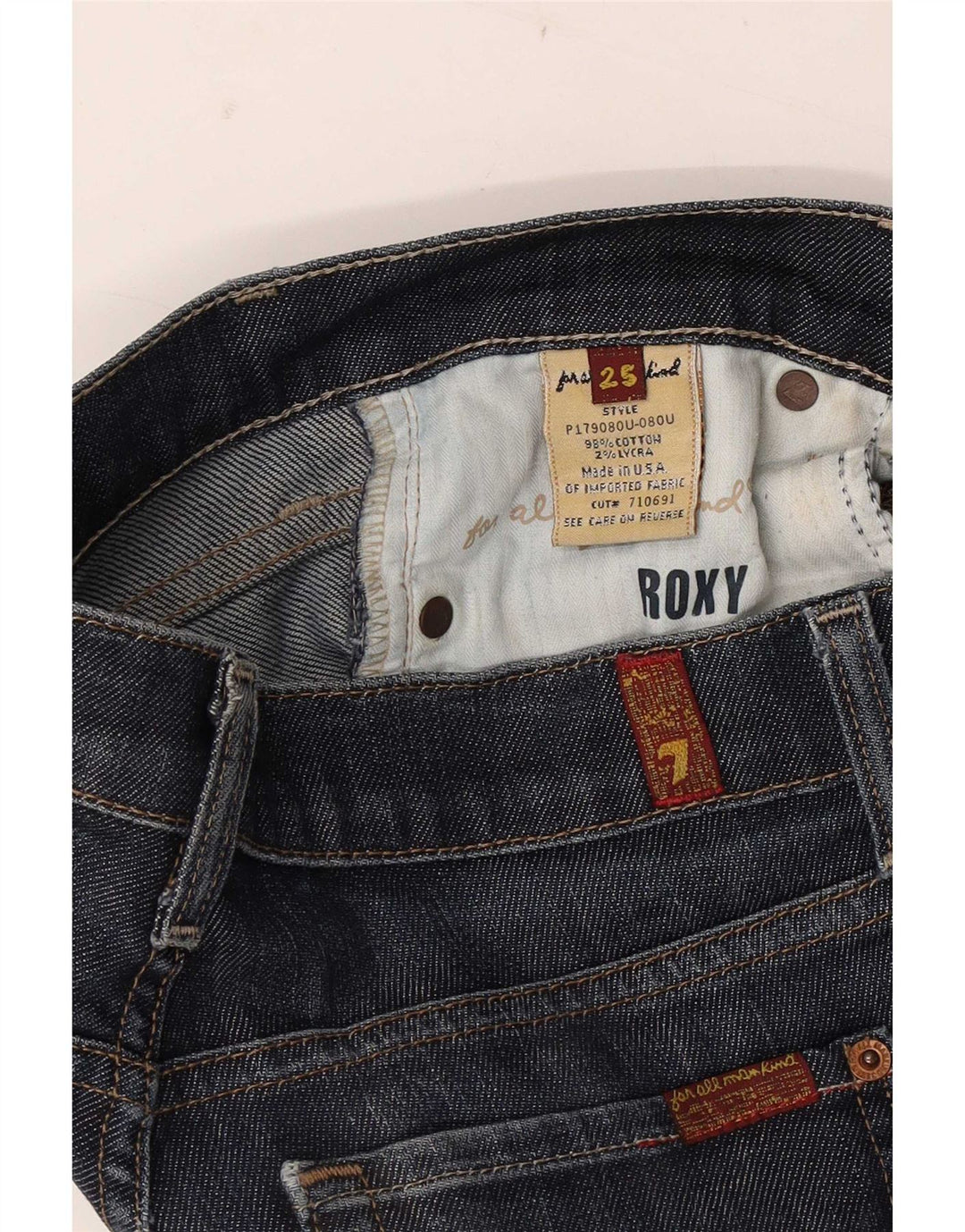 7 For All Mankind Dame Roxy Slim Bootcut Jeans W25 L32 Marineblå Bomuld