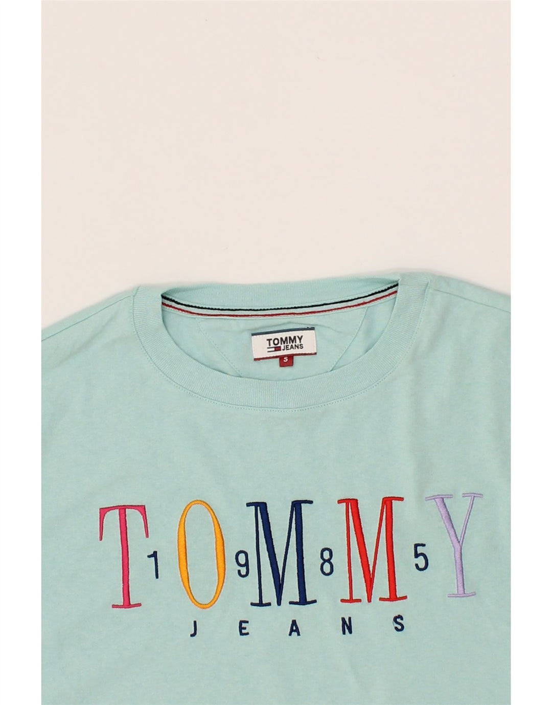 TOMMY HILFIGER Mens Graphic T-Shirt Top Small Blue Cotton Vintage Tommy Hilfiger and Second-Hand Tommy Hilfiger from Messina Hembry 