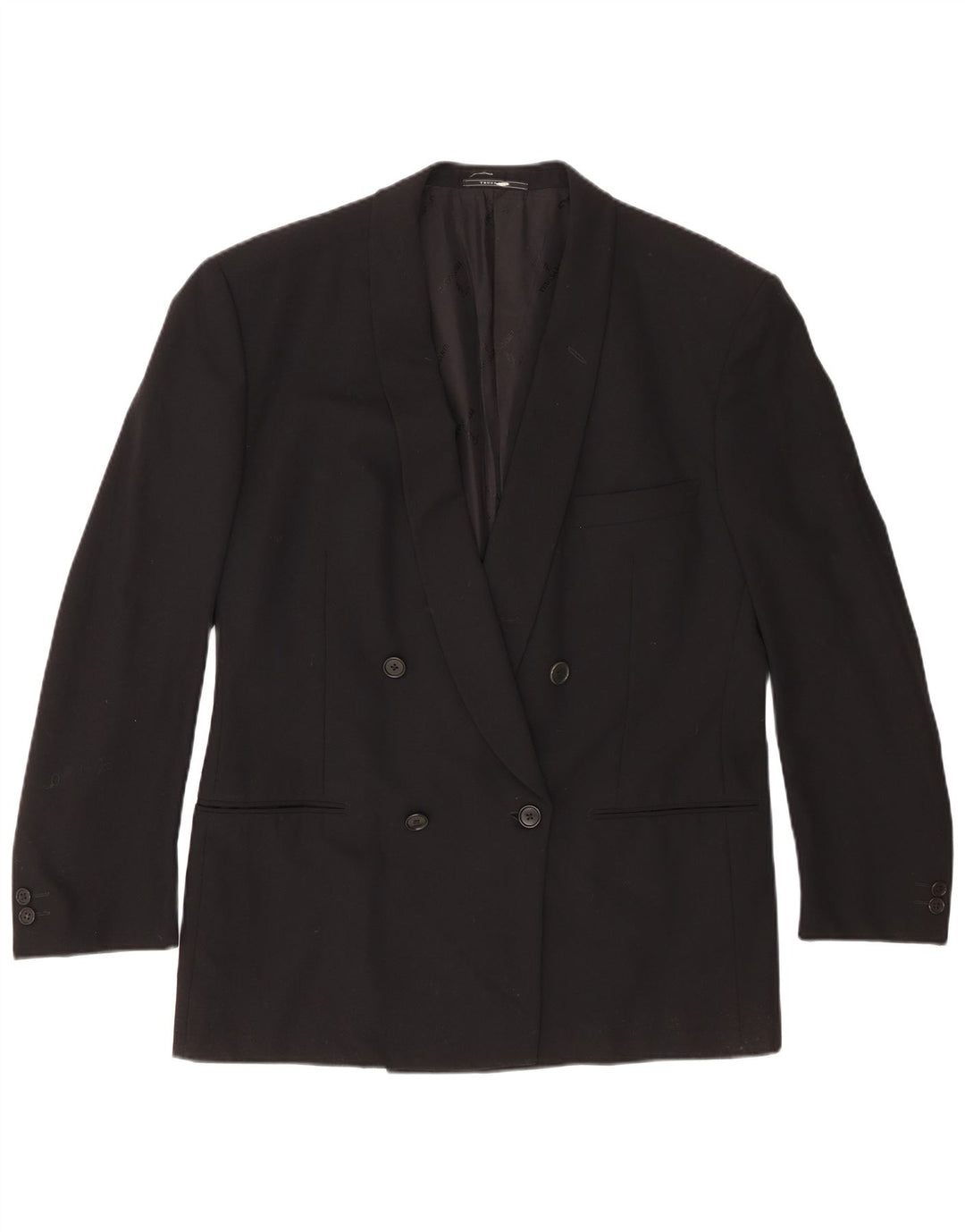 Trussardi Herre Dobbeltradet Blazerjakke IT 52 XL Sort Virgin Wool