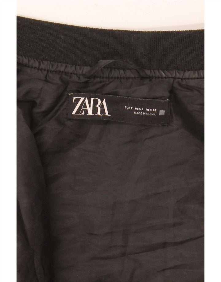 Zara Dame Oversized Quiltet Jakke UK 10 Lille Sort