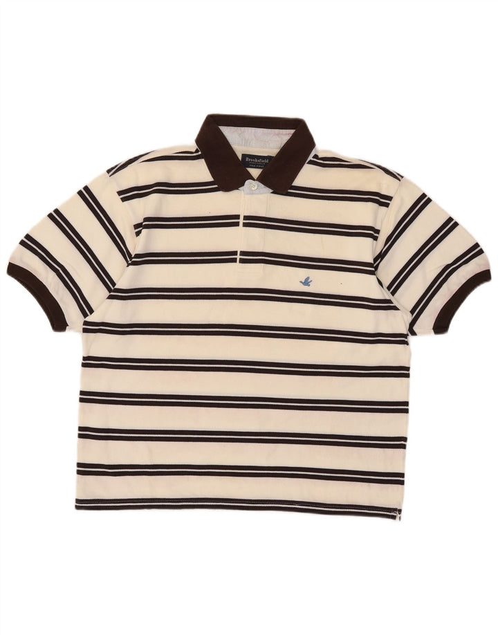 Brooksfield Poloshirt til mænd str. 52 Stor beige stribet
